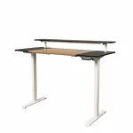 Escritorio Eléctrico Harmony Rise 140 cm | Control con Memoria y Repisa | Nogal/Blanco