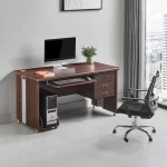 Escritorio Clásico Arabesque | 120 cm y Cajones con Cerradura | Café Caoba