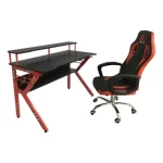 Escritorio Gamer Dual Pro S1945 | Fibra de Carbono + Accesorios | Rojo - Imagen 4