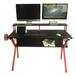 Escritorio Gamer Dual Pro S1945 | Fibra de Carbono + Accesorios | Rojo - Imagen 2