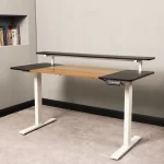 Escritorio Eléctrico Harmony Rise 140 cm | Control con Memoria y Repisa | Nogal/Blanco - Imagen 3
