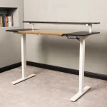 Escritorio Eléctrico Harmony Rise 140 cm | Control con Memoria y Repisa | Nogal/Blanco - Imagen 2