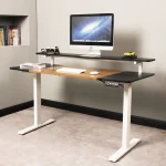 Escritorio Eléctrico Harmony Rise 140 cm | Control con Memoria y Repisa | Nogal/Blanco - Imagen 5