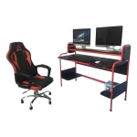 Escritorio Gamer  Pro S1920 | Doble Altura y Fibra de Carbono | Metal | Negro y Rojo - Imagen 4
