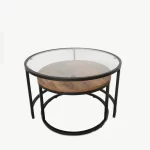Juego de Mesa Allure | Anidable (Nesting) Vidrio/Melamina | Metal Negro - Imagen 3