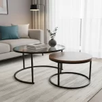 Juego de Mesa Allure | Anidable (Nesting) Vidrio/Melamina | Metal Negro - Imagen 6