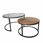 Juego de Mesa Allure | Anidable (Nesting) Vidrio/Melamina | Metal Negro