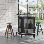 Mueble Bar Vesper | 3 Hileras Porta Copas y Compartimentos para Botellas | Metal y Melamina | Negro Mate - Imagen 4