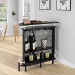 Mueble Bar Vesper | 3 Hileras Porta Copas y Compartimentos para Botellas | Metal y Melamina | Negro Mate - Imagen 6