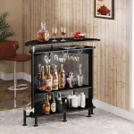 Mueble Bar Vesper | 3 Hileras Porta Copas y Compartimentos para Botellas | Metal y Melamina | Negro Mate - Imagen 3