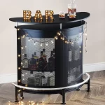 Mueble Bar Vesper | 3 Hileras Porta Copas y Compartimentos para Botellas | Metal y Melamina | Negro Mate - Imagen 5