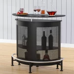 Mueble Bar Vesper | 3 Hileras Porta Copas y Compartimentos para Botellas | Metal y Melamina | Negro Mate - Imagen 2