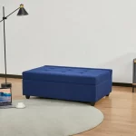 Puff Cama Danubio | Sofá Cama Plegable | Tela Chenille | Azul - Imagen 8
