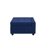 Puff Cama Danubio | Sofá Cama Plegable | Tela Chenille | Azul - Imagen 4