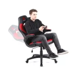 Silla Ejecutiva Oxford | Mecedora y Apoyabrazos Ajustables | Ecocuero y Ventilación| Negro/Rojo - Imagen 3