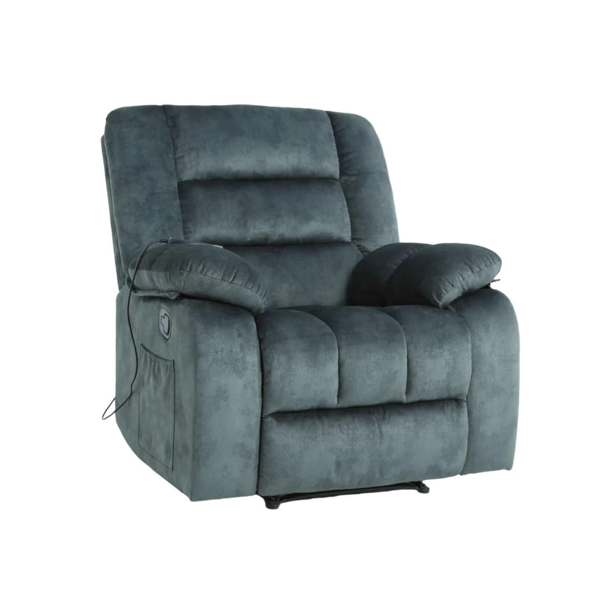 bergere-traven-gris-en-angulo Bergere Masajeador Reclinable Hemingway | Calor y 8 Puntos | Gris Azulado - Imagen 1