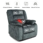 Bergere Masajeador Reclinable Hemingway | Calor y 8 Puntos | Gris Azulado - Imagen 2